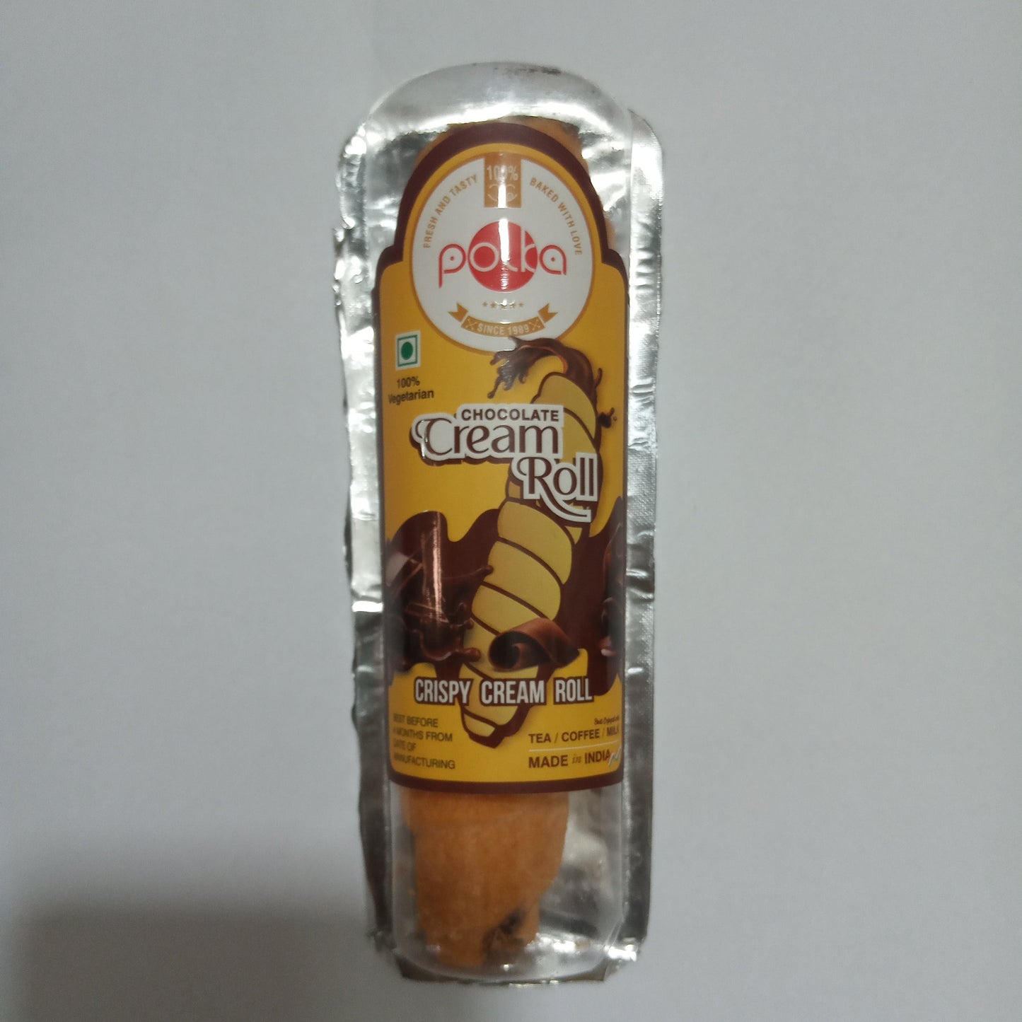 25x Polba Chocolate Cream Roll Crispy Cream Roll, Pack of 25 (45 g each)