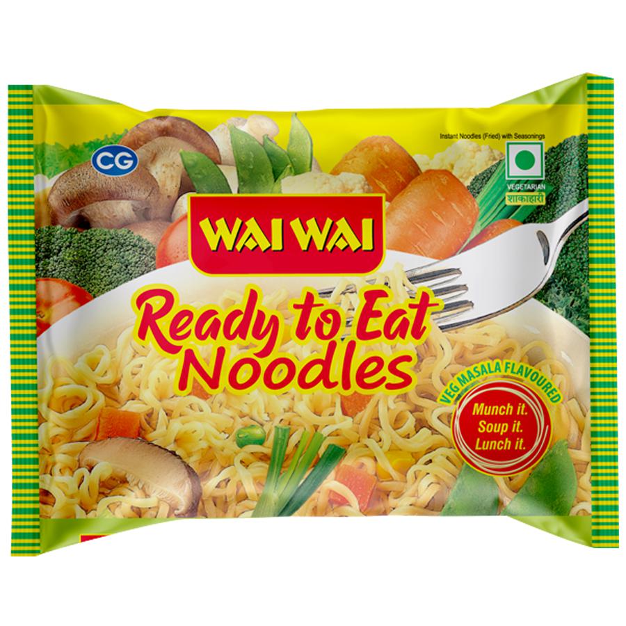 50x Wai Wai Veg Masala Flavoured Ready To Eat Noodles, Pack of 50 (65 g each)