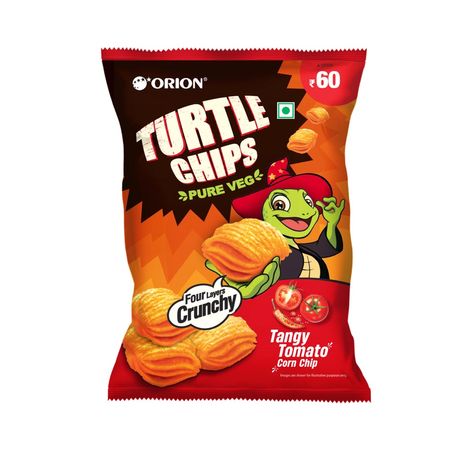 50x Orion Turtle Chips - Tangy Tomato Korean Corn Chips - Pack of 50 (70GM each)