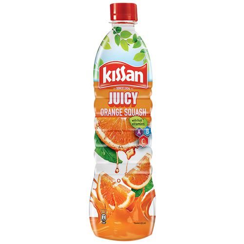 12x Kissan Juicy Orange Squash, Pack of 12 -750 ml Bottle