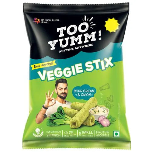 50x Too Yumm! Veggie Stix - Sour Cream & Onion, Pack of 50 - 25 g each