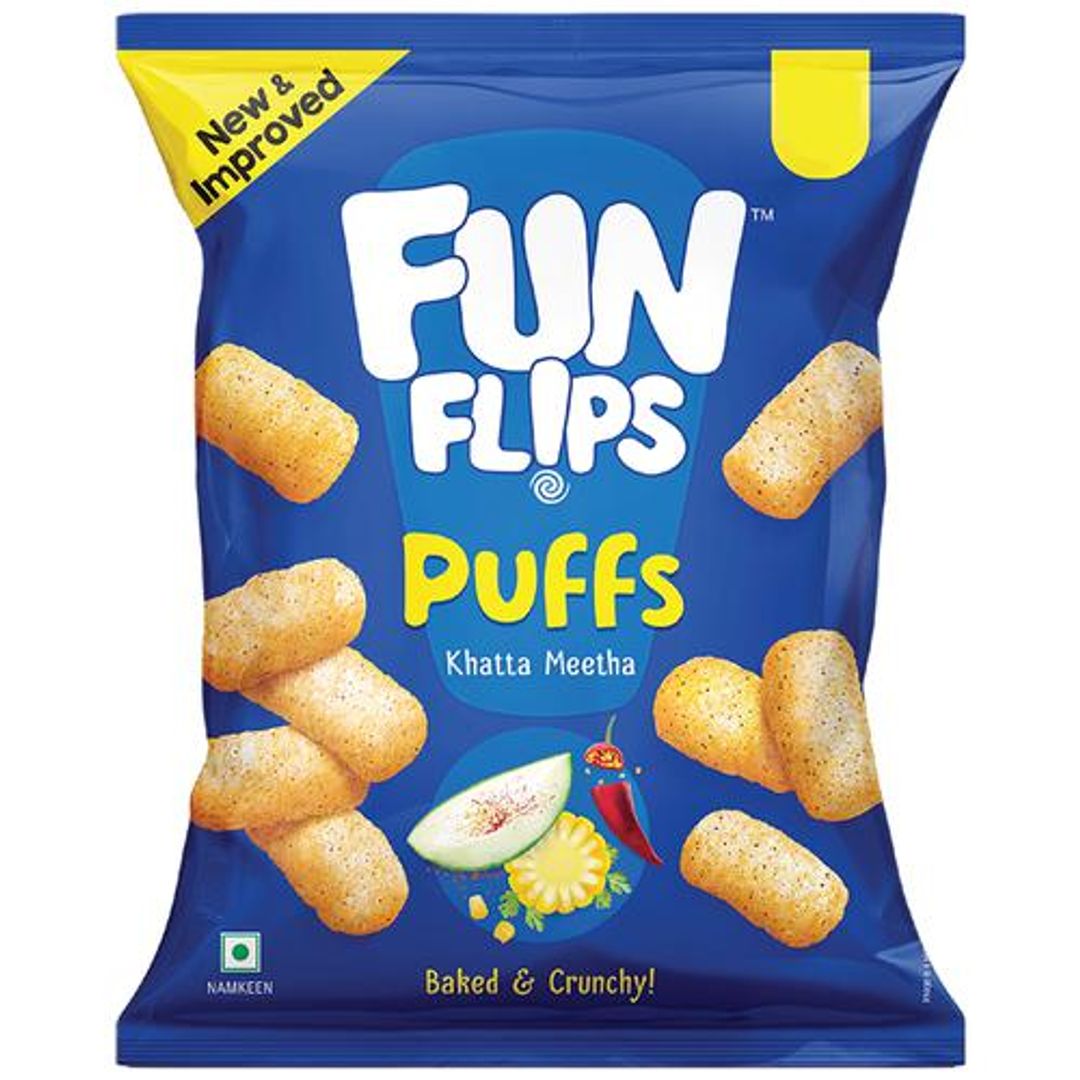 50x Fun Flips Delicious Puffs - Khatta Meetha, 18 g each (Pack of 50)