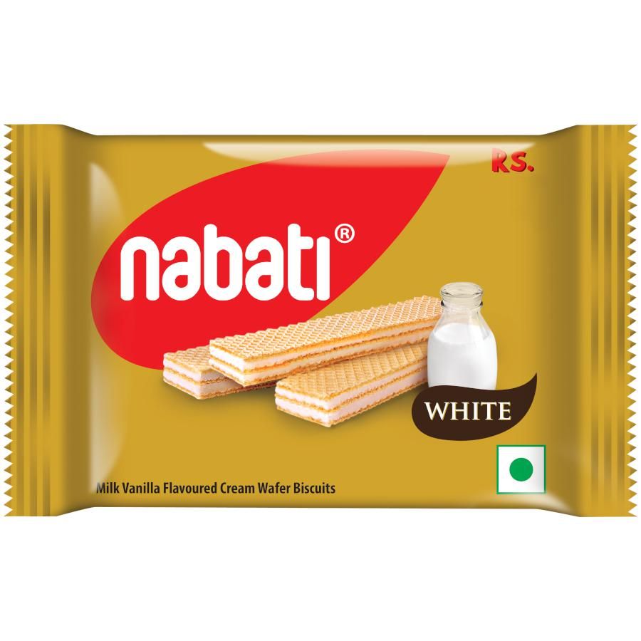 50x Nabati Milk Vanilla Flavoured Cream Wafer Biscuits - White, Richoco, Pack of 50 (33 g each)