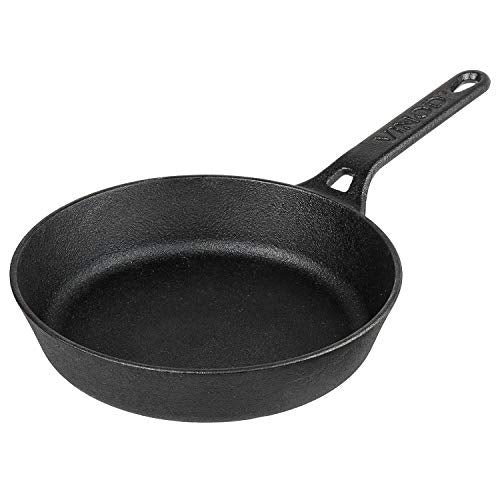 Vinod Legacy Pre-Seasoned Cast Iron Frypan of 24 cm Diameter with Tough Handle, Loha Frypan, Non Toxic, Enamel Free and Coating Free - Black, 1 Pc (Safety Sleeve Free)