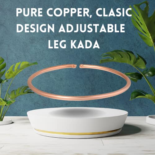 VIDEH Health Benificial Pure Copper, Tube Design Adjustable Anklet Kada Leg Kada, 4-8 Inch Diameter for Men and Women (Pure Copper Anklet KadaPACK of 1)