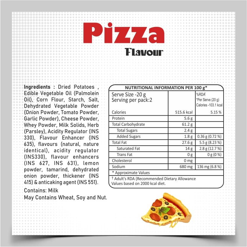 Dibs stacks (Pack of 6, 45 GM Each) Pizza Potato Crisps Chips On the Go Adventure, Crunchy Healthy and Tasty Chips, Snacks Chips