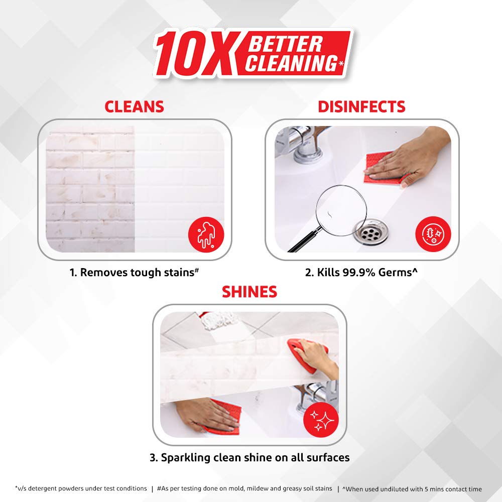 Harpic Bathroom Cleaner Liquid, Lemon - 1 Litre | New Thicker Bathroom Floor Cleaner | Red Harpic Bottle