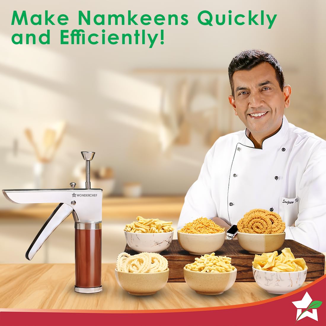 Wonderchef Snacks Maker with 12 Different jalis, Stainless Steel Plates for Making Sev, Bhujiya, Papdi, Gathiya, Murukku, Chakli, Kitchen Tool for Making Namkeen Snacks, Farsan Maker