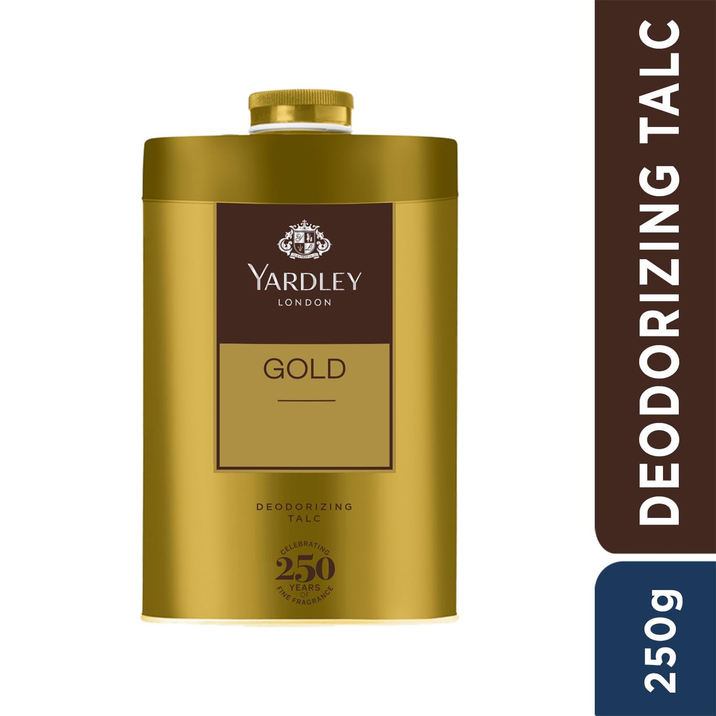 4x Yardley London Gold Deodorizing Talc| Fresh Woody Scent| Masculine Fragrance| Body Talc for Men| 250g - Pack of 4