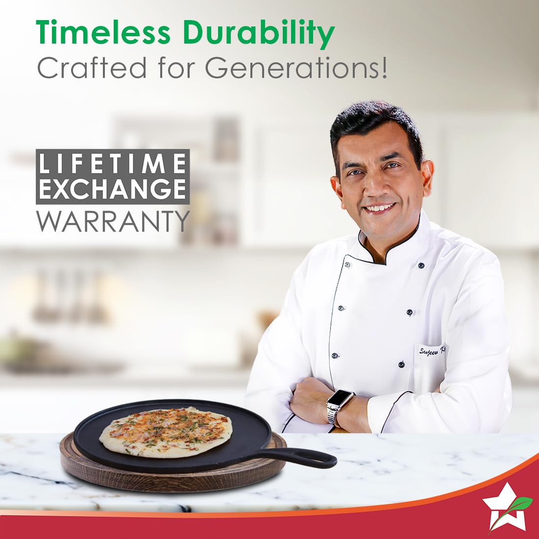 Wonderchef Forza Cast-Iron 27 cm Dosa Tawa Pan | Pre-Seasoned Cookware | Induction Friendly | 4 mm | with Lifetime Exchange Warranty