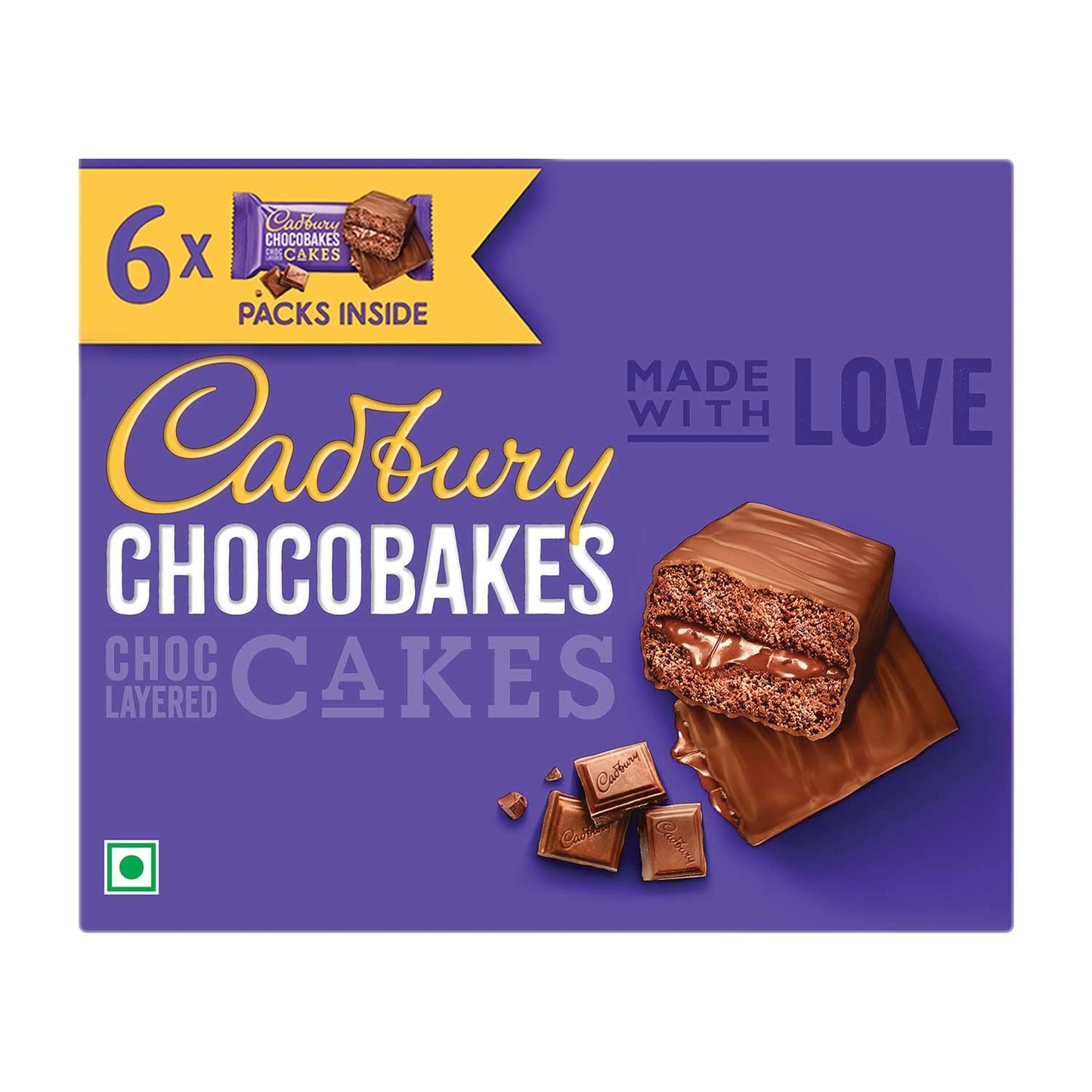 3x Cadbury Chocobakes ChocLayered Cakes, Pack of 3 - 114g each