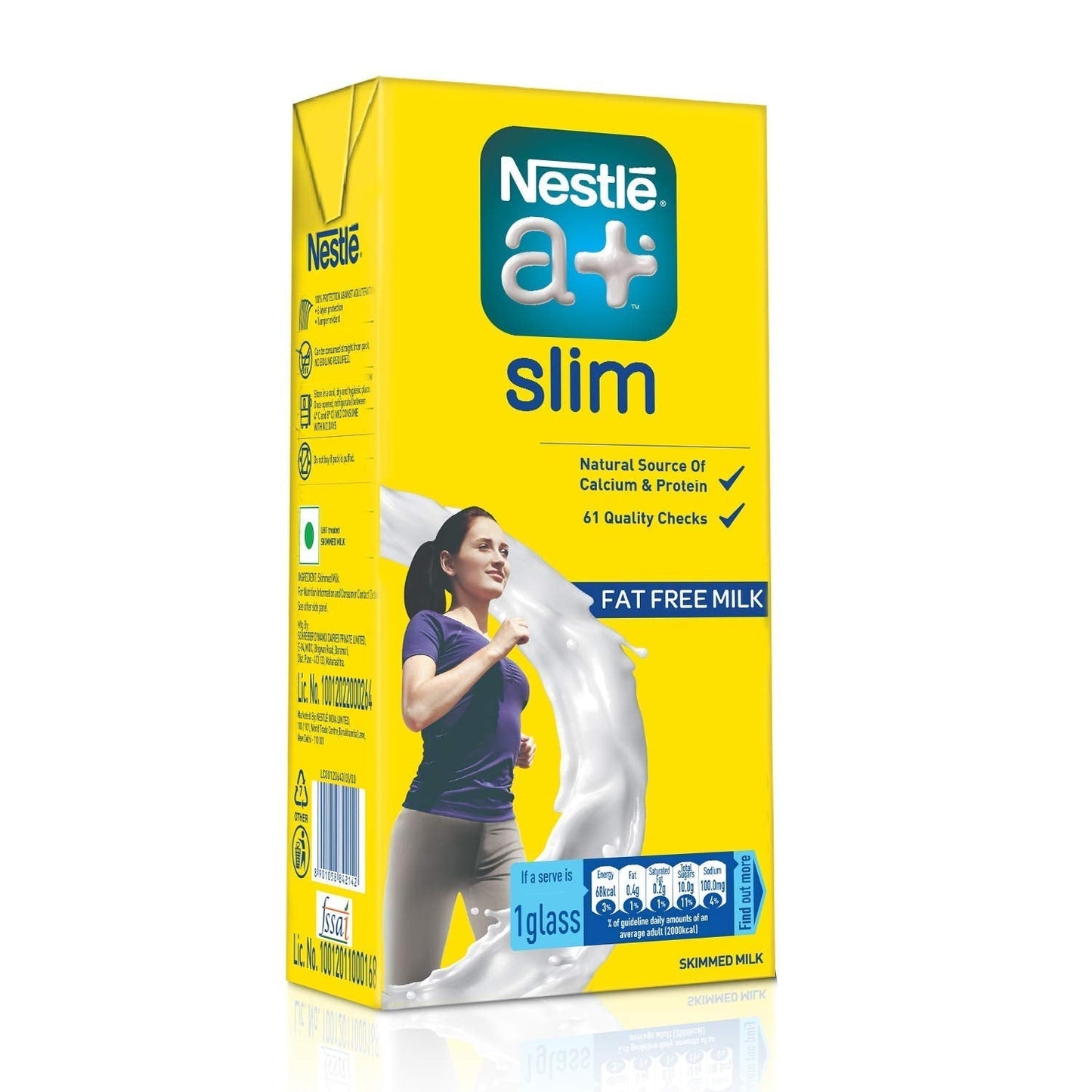 Nestle a+ Slim Fat Free Milk , 1Ltr