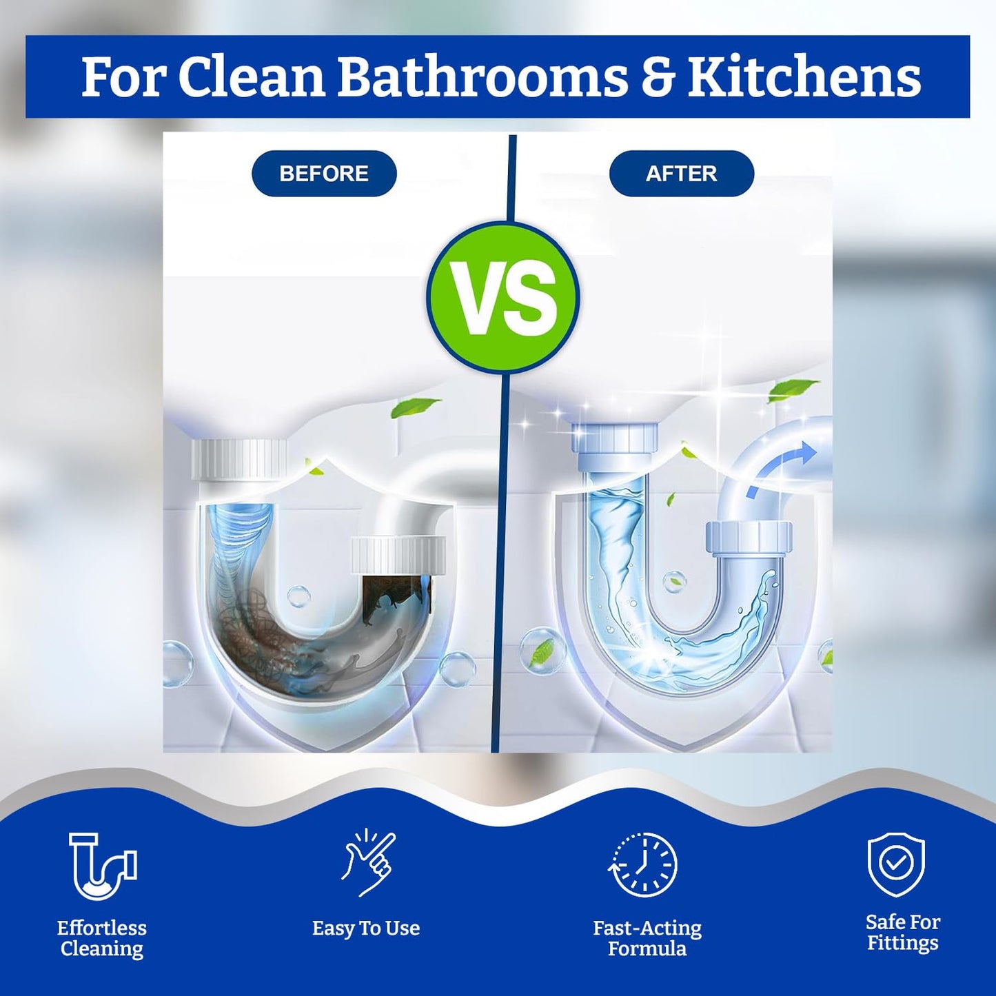 Klenzmo Drain Cleaner Liquid 400ml | Removes Blockages in Pipes, Sinks & Septic Tanks| Melts Grease & Dissolves Hair (Pack of 2)