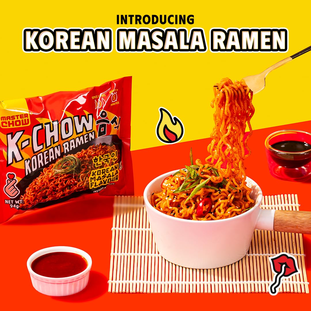 25x Masterchow K-chow Korean Masala Instant Ramen Noodles - 94g - Pack of 25
