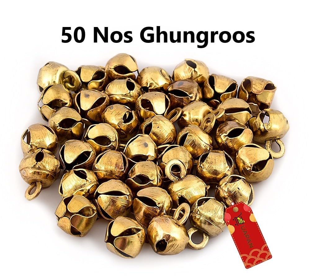 UAPAN Golden Iron Ghungroo Beads (50 Pieces) - Versatile Crafting and Decorative Elegance
