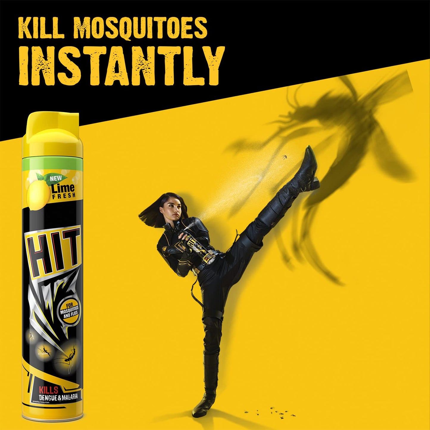 HIT Flying Insect Killer - Mosquito & Fly Killer Spray (700ml) | Lime Fragrance | Instant Kill | Protection from Dengue & Malaria, pack of 5