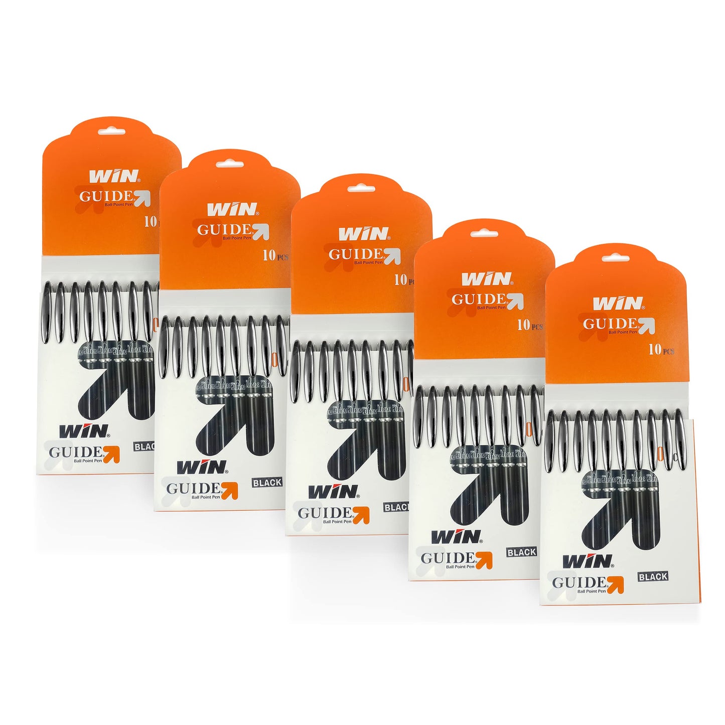 Win Guide Ball Pens | 50 Black Ink Pens | Premium Stylish Pens Set | 0.6 mm Sharp Tip | Lightweight Multicoloured Body available in 6 Colours |School and Office or Corporate Gifting | Pens for Writing