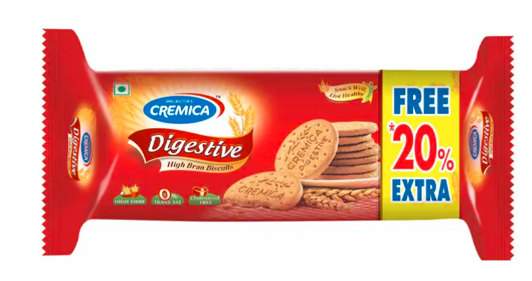 10x Cremica Digestive High Bran Biscuits, 120GM each, Pack Of 10