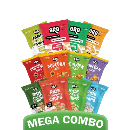 24x BRB Chips 12 Flavour X 2 Packs (48g each) - Potato Popped Chips, Rice Popped Chips and Popcorn Chips