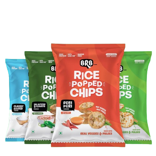 20x BRB Rice Popped Chips - 20 Packs (48 Grams Each) - 4 Flavours X 5 Packs