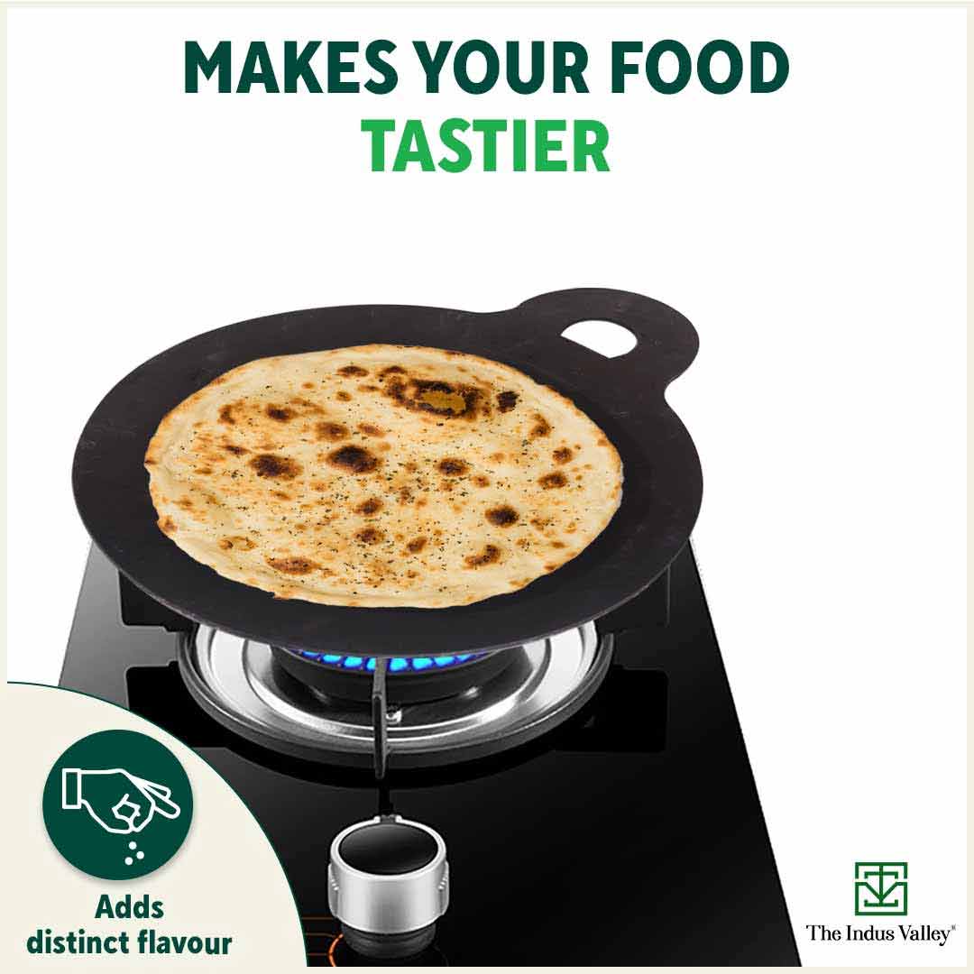 100% Pure Sheet Iron Tawa + Free ₹110 Spatula, Pre-seasoned, Toxin-free, 30.5cm, 1.8 / 1.4 kg