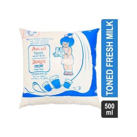 Amul Taaza Toned Fresh Milk, 500 ml