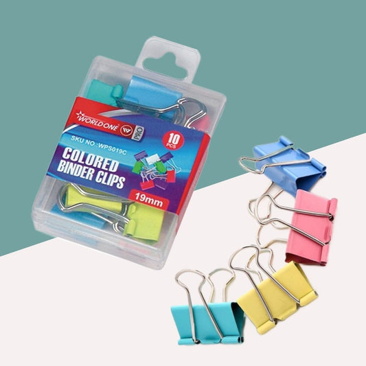 WorldOne Coloured Binder Clip -19mm ( Pack of 10 )