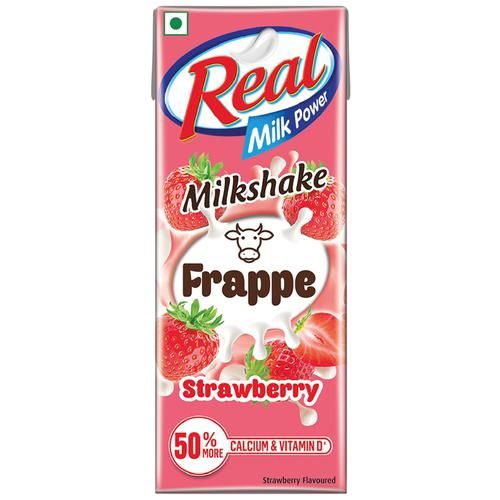 Real Milk Power Frappe Strawberry Milkshake, 180ml