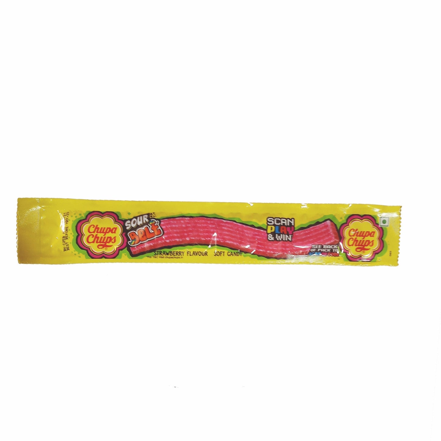 48x Chupa Chups Sour Belt, Mixed Fruit Flavour, Pack of 48 (10g each)