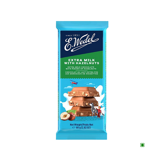 5x Wedel Extra Milk Chocolate With Hazelnuts Bar 80g  each - Pack of 5