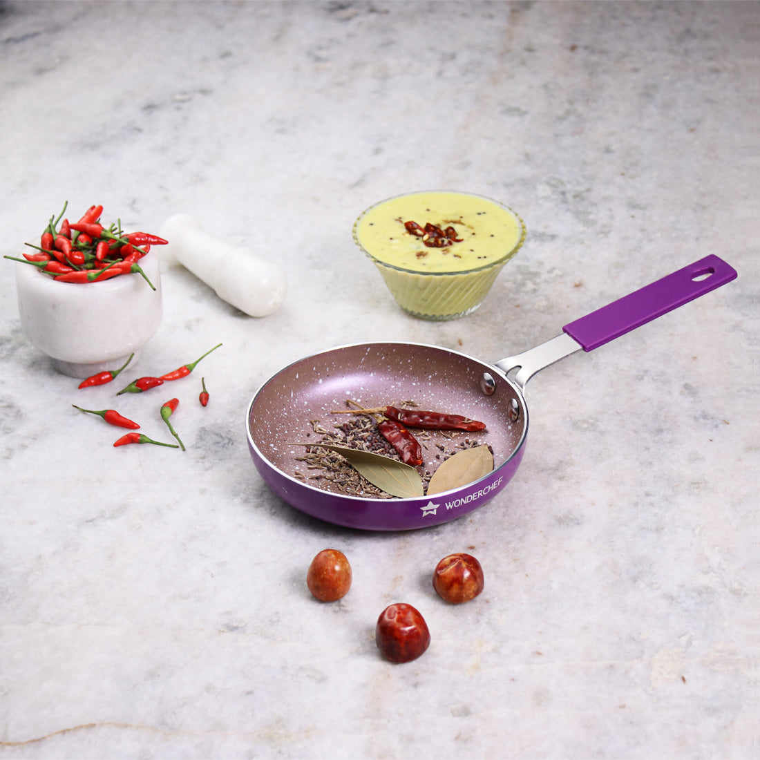 Wonderchef Renewed Royal Velvet Non-stick 14cm Fry Pan | Soft Touch Handle | Virgin Grade Aluminium | 3mm Thick | PFOA/Heavy Metals Free