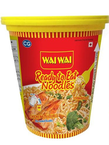 50x Wai Wai  Noodles - Chicken Flavour, With Seasoning Mix, Pack of 50 (65 g Cup each)