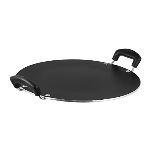 Vinod Zest Aluminium Non Stick Pathri Tawa - 31.5 cm | 5mm Thick | 3 Layer Coating | Metal Spoon Friendly | Bakelite Handle | Gas Base | 1 Year Warranty