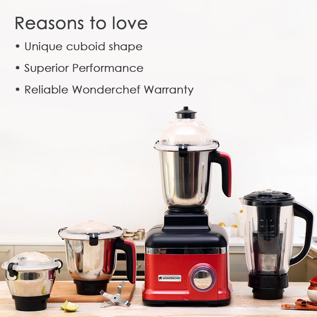Wonderchef Renewed Sumo Mixer Grinder | 1000W | 3 Stainless Steel & 1 Fruit Filter Jar | Long Motor Life