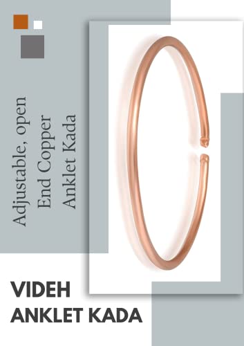 VIDEH Health Benificial Pure Copper, Tube Design Adjustable Anklet Kada Leg Kada, 4-8 Inch Diameter for Men and Women (Pure Copper Anklet KadaPACK of 1)