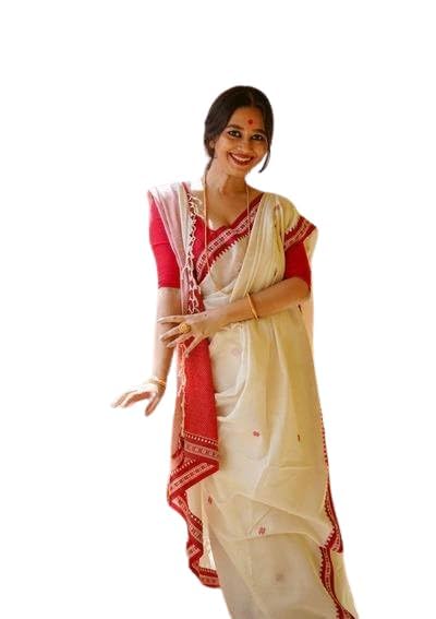 Zwab Women's Cotton Silk Soft Jamdani Sarees With Attach Unstitched Blouse Piece (Off White)