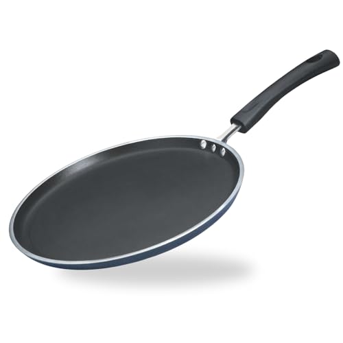 Vinod Zest Aluminium Non Stick Dosa Omni Tawa - 25cm | 3mm Extra Thick | 3 Layer Ceramic Coat | Bakelite Handle | Toxin Free | Gas Base - 1 Year Warranty