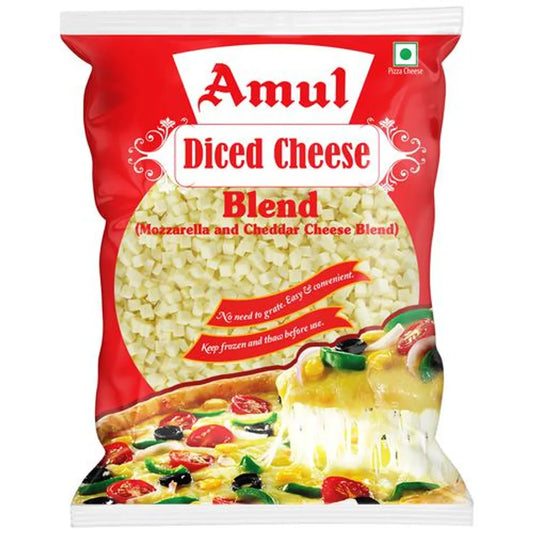 Amul Pizza Cheese Diced - Mozzarella & Cheddar Blend, 200 g Pouch