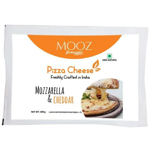 MOOZ Pizza Cheese - Mozzarella & Cheddar, 200 g Pack
