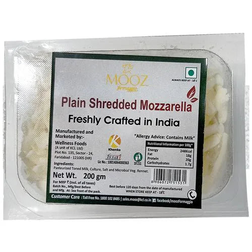 MOOZ Plain Shredded Mozzarella Cheese, 200 g