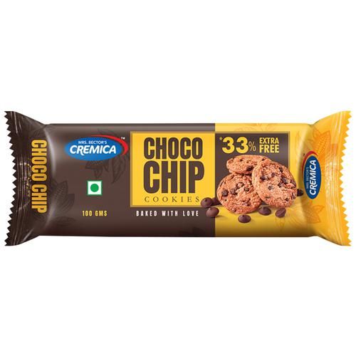 10x Cremica Choco Chip Cookies - Soft, Chewy & Healthy, 100 g each, Pack Of 10