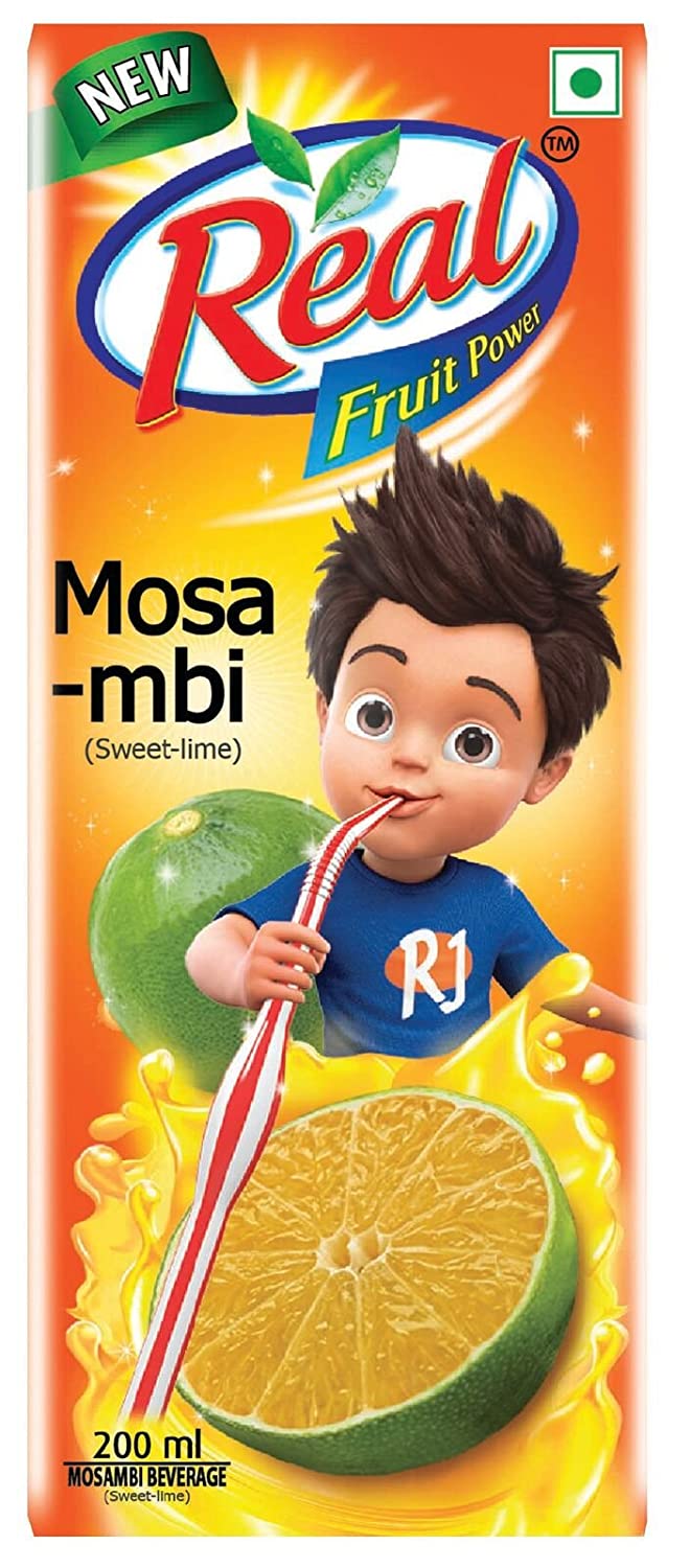 24x Real Fruit Juice Mosambi, 180 ml each - Pack of 24