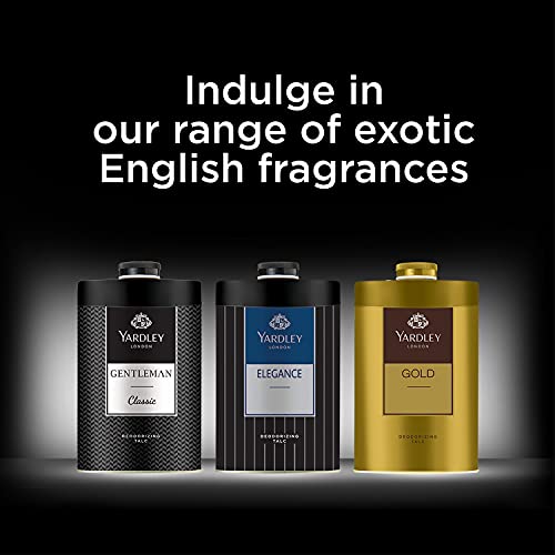 4x Yardley London Gentleman Classic Deodorizing Talc| Fresh Woody Scent| Masculine Fragrance| Deodorizing Body Talc for Men| 250g - Pack of 4