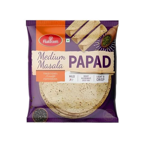 5x Haldiram Medium Masala Papads - Pack of 5 (200g each)