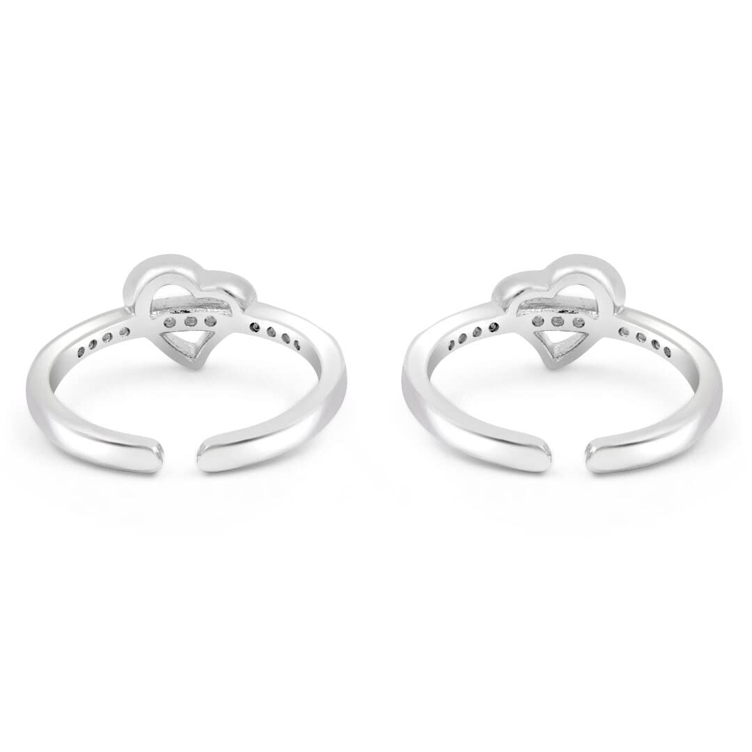 Zarkan 925 Sterling Pure Silver Golden Love Toe Rings, Adjustable | Chandi Bichiya | Gifts For Women & Girls | With Certificate of Authenticity and 925 Stamp