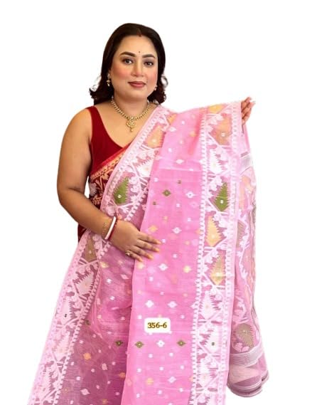 Women's Jamdani Saree|Paisley Work Pattern|Baby Pink