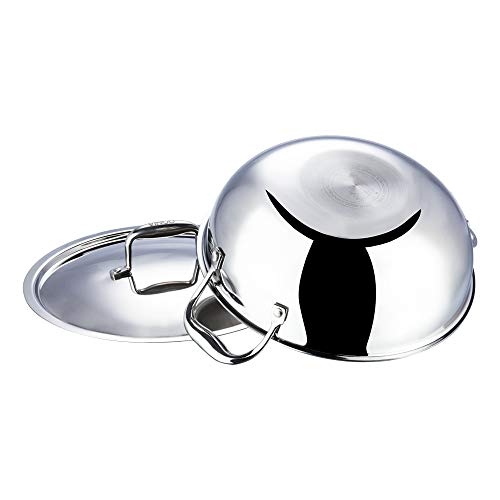 Vinod Platinum Triply Stainless Steel Extra Deep Kadai with Stainless Steel Lid 3.2 litres (24 cm Diameter) Silver (Induction and Gas Stove Friendly)