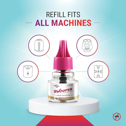 Nippo Swooper Liquid Vaporizer I Mosquito Repellent Machine+2 Refill(45ml) with 2 AAA Batteries Free I Sandalwood Fragrance I Japanese MFT Formula I Kills Dengue, Malaria & Chikungunya Mosquitoes