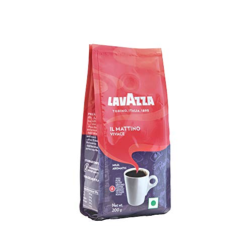 4x LAVAZZA IL Mattino Vivace 100% Pure Filter Ground Coffee Powder, (Pack of 4 - 200g each)