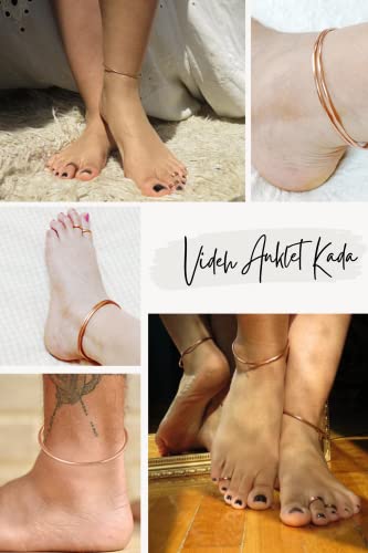 VIDEH Health Benificial Pure Copper, Tube Design Adjustable Anklet Kada Leg Kada, 4-8 Inch Diameter for Men and Women (Pure Copper Anklet KadaPACK of 1)